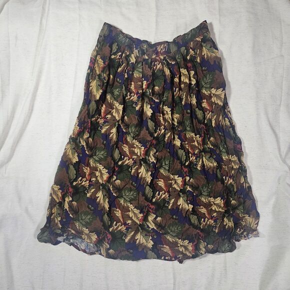 Tan Jay Dresses & Skirts - Tan Jay Vtg Midi Skirt Multicolor Leaf Foliage Woodland Fairy Sz 16 Cottagecore